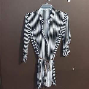 MNG Striped Collard Dress